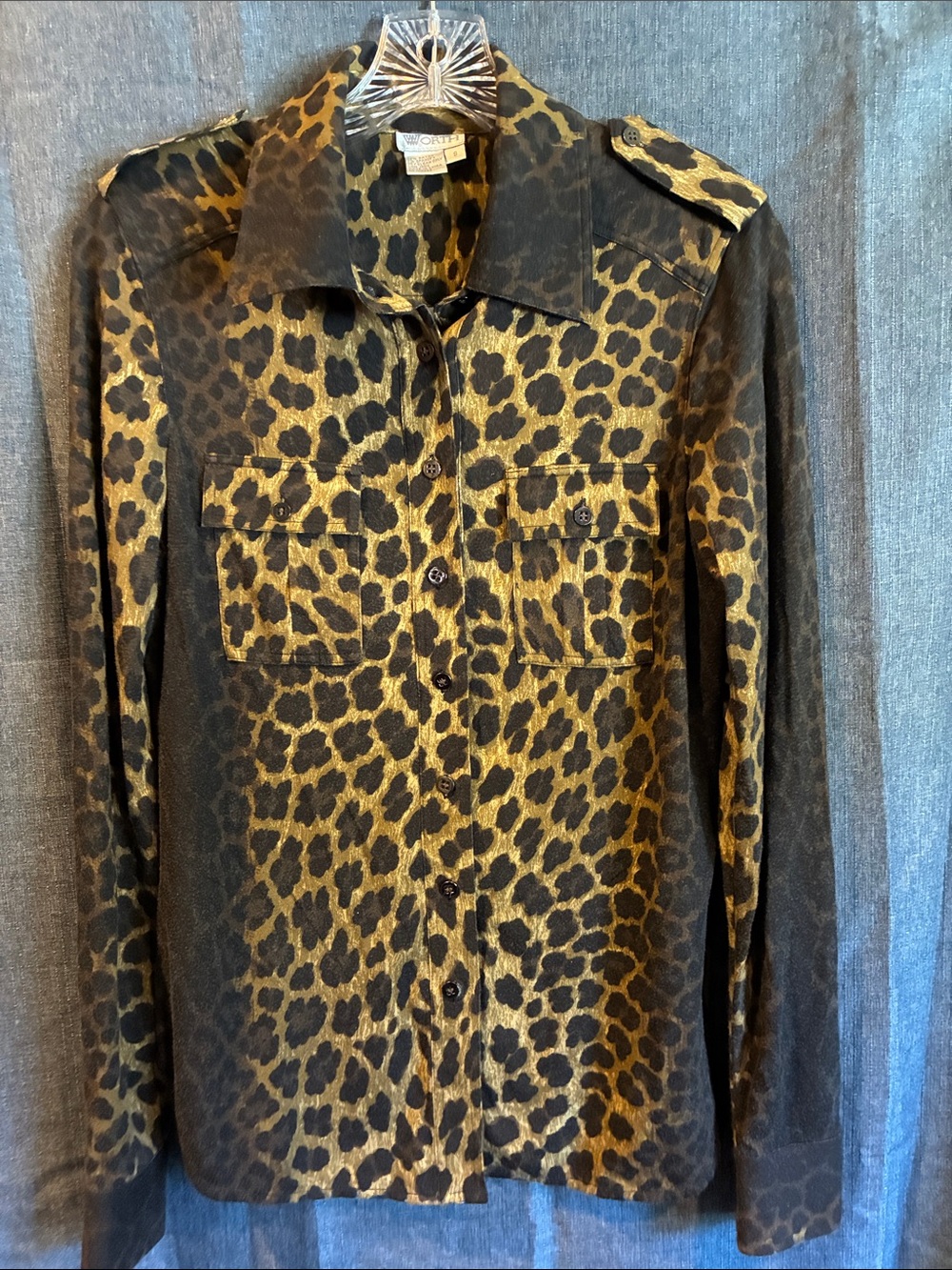 WORTH Women's Leopard Print Long-Sleeve Button Shirt - Brown/Black